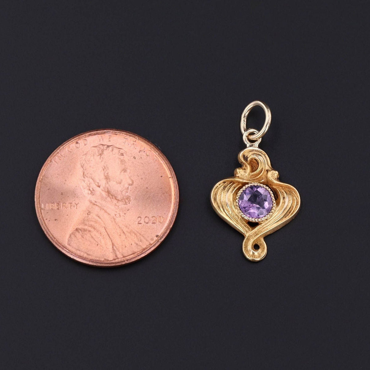 Antique Amethyst Charm of 14k Gold - Trademark Antiques