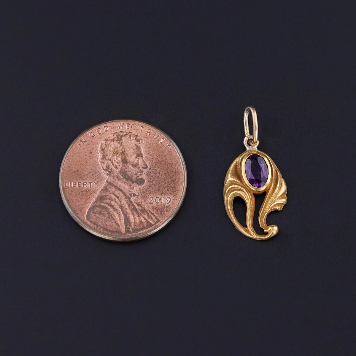 Antique Amethyst Charm of 14k Gold - Trademark Antiques