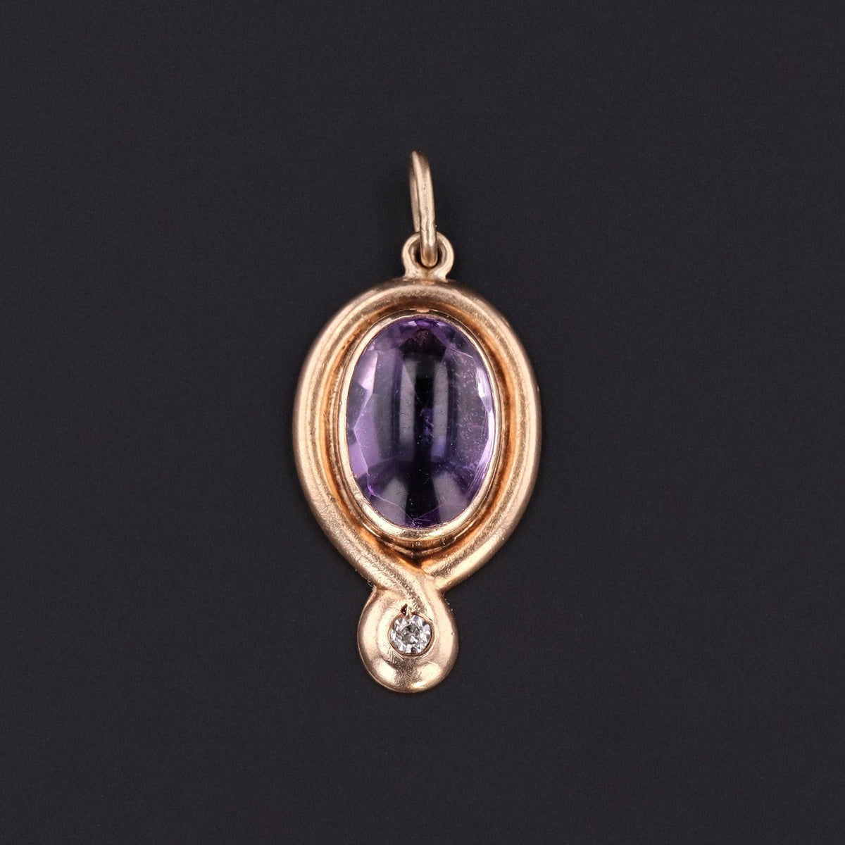 Antique Amethyst Conversion Charm of 14k Gold - Trademark Antiques