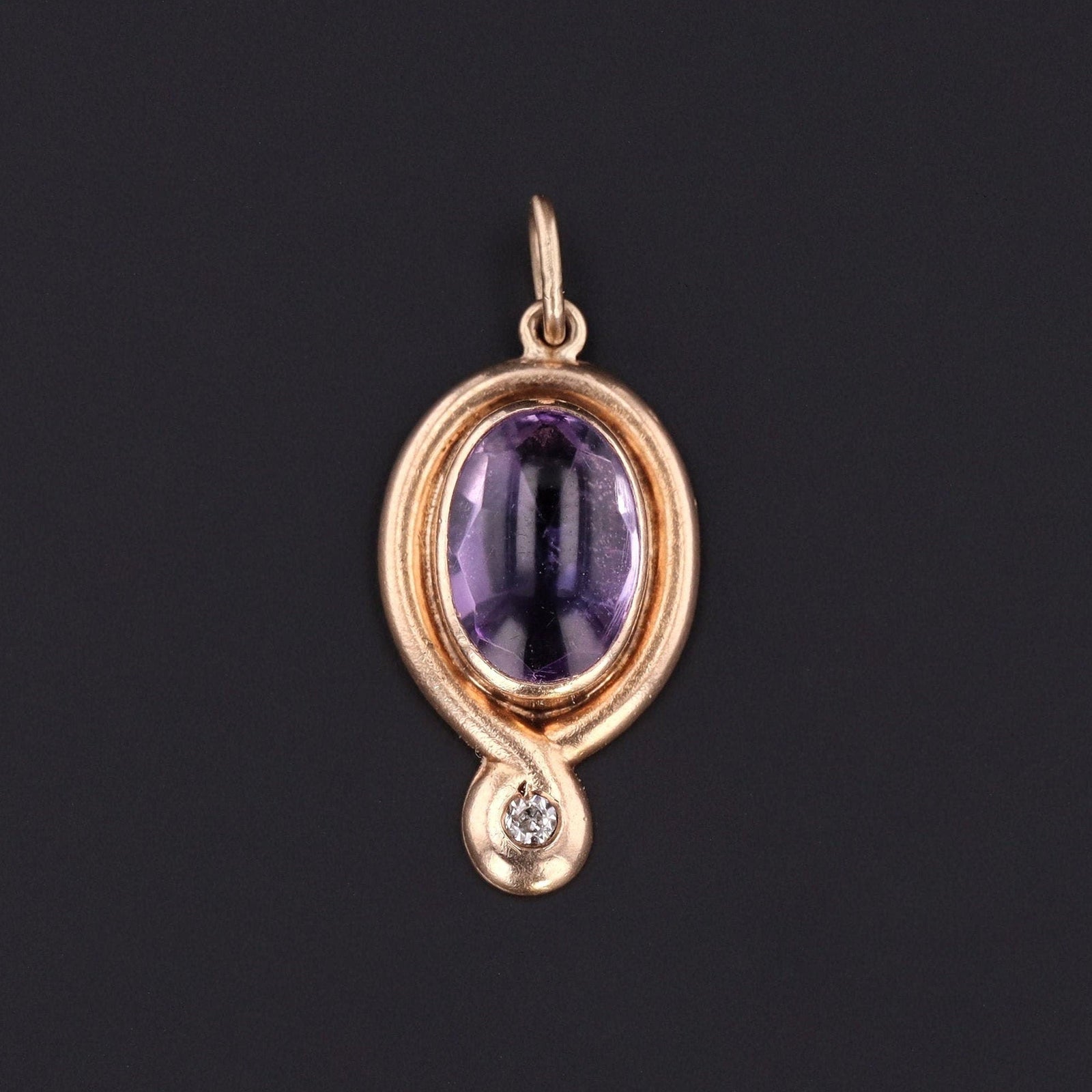 Antique Amethyst Conversion Charm of 14k Gold - Trademark Antiques