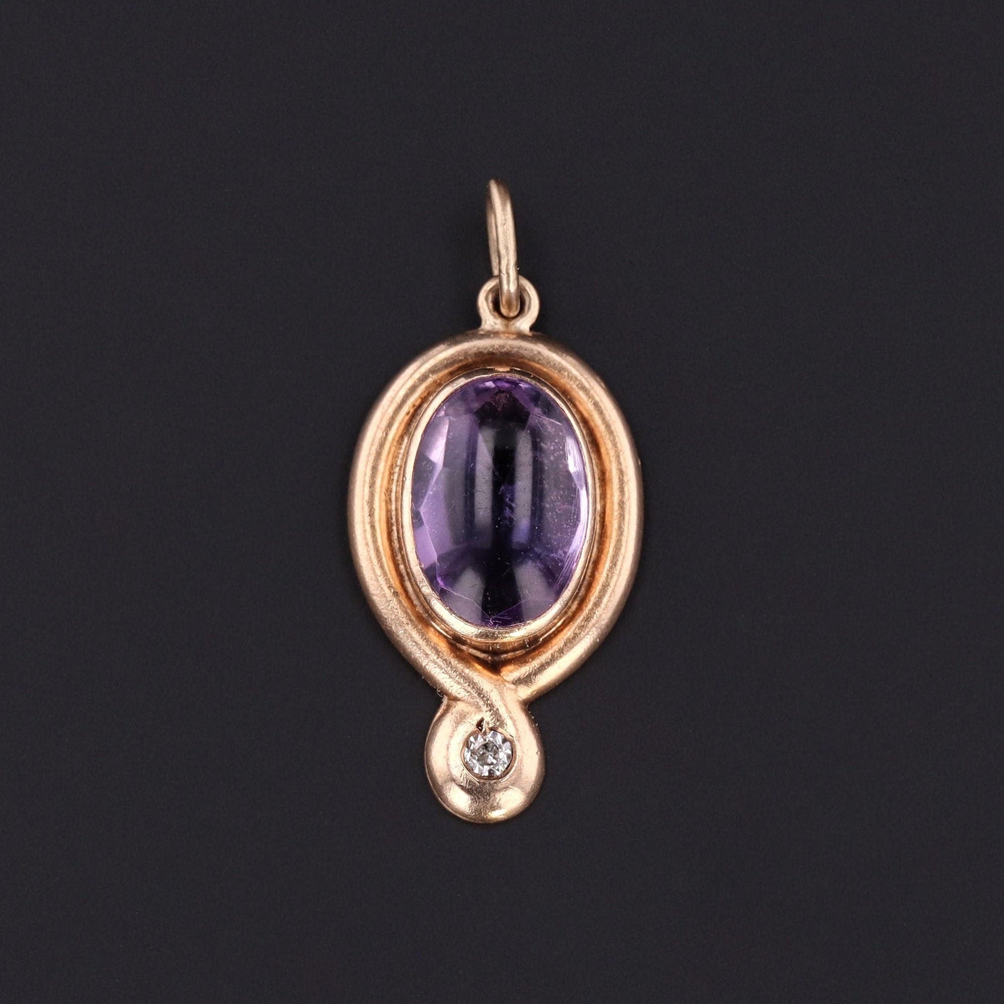 Antique Amethyst Conversion Charm of 14k Gold - Trademark Antiques