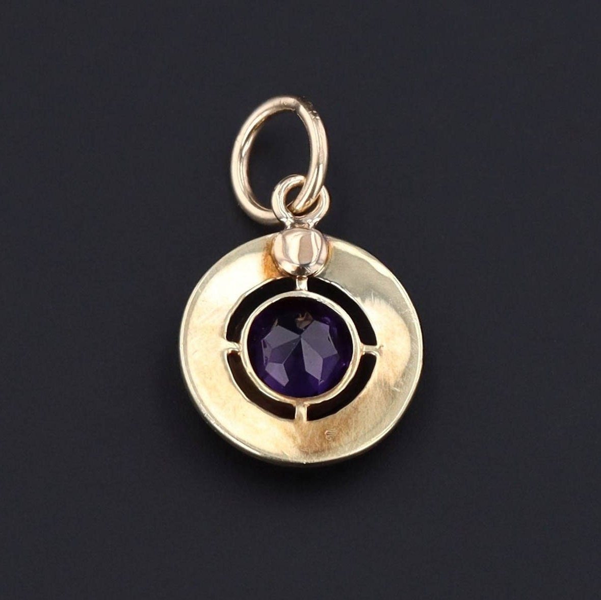 Antique Amethyst Conversion Charm of 14k Gold - Trademark Antiques