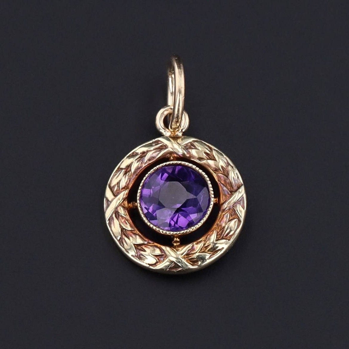 Antique Amethyst Conversion Charm of 14k Gold - Trademark Antiques