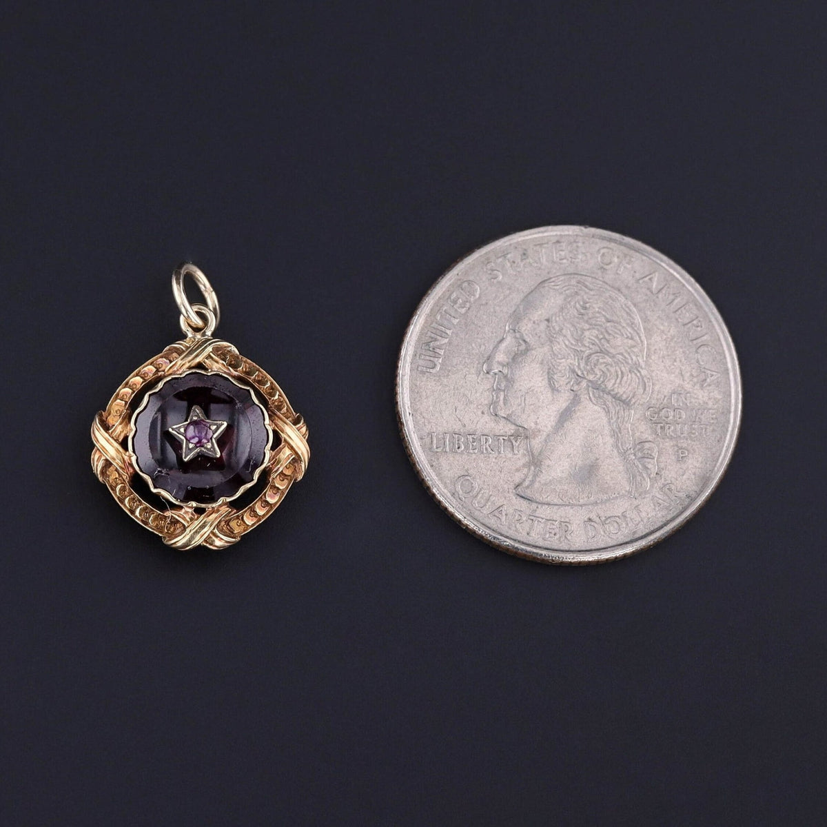 Antique Amethyst Conversion Charm of 18k Gold - Trademark Antiques