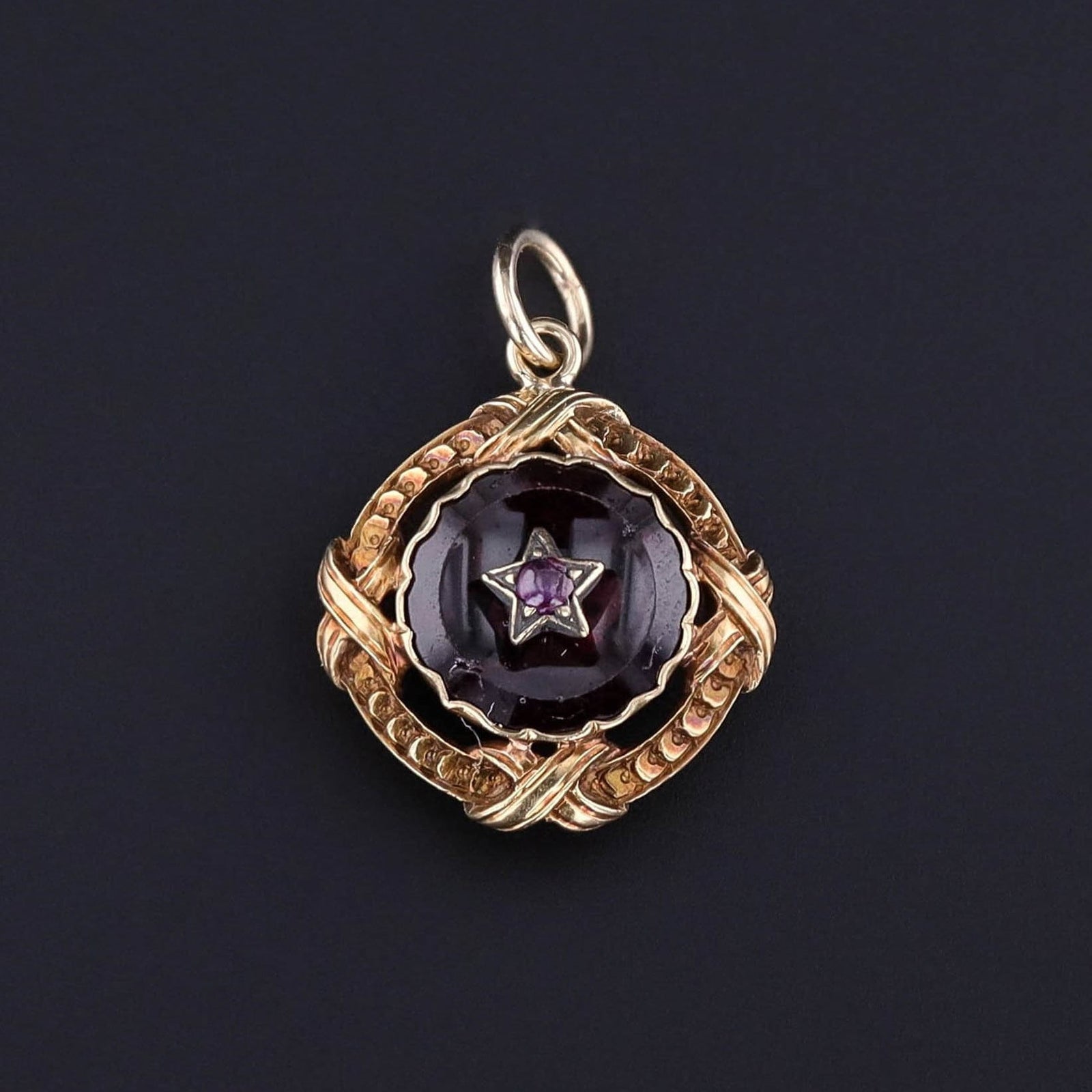 Antique Amethyst Conversion Charm of 18k Gold - Trademark Antiques