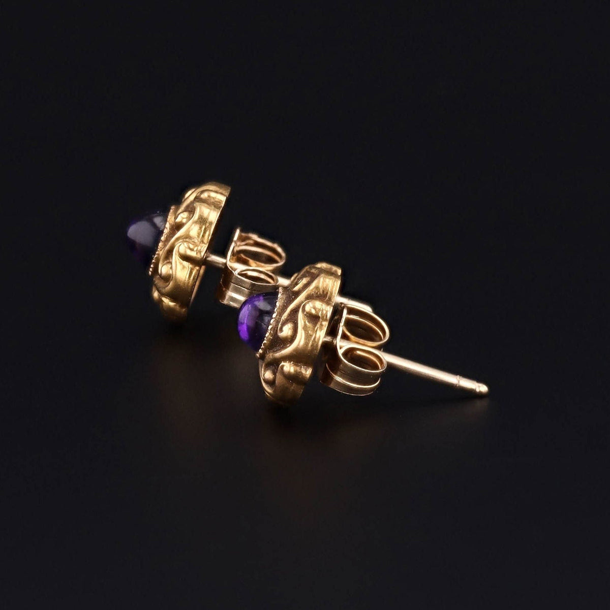 Antique Amethyst Conversion Earrings of 14k Gold - Trademark Antiques