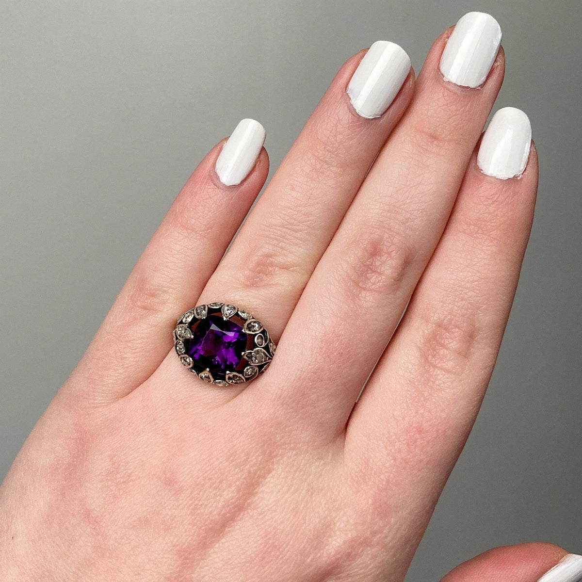 Antique Amethyst &amp; Diamond Ring - Trademark Antiques