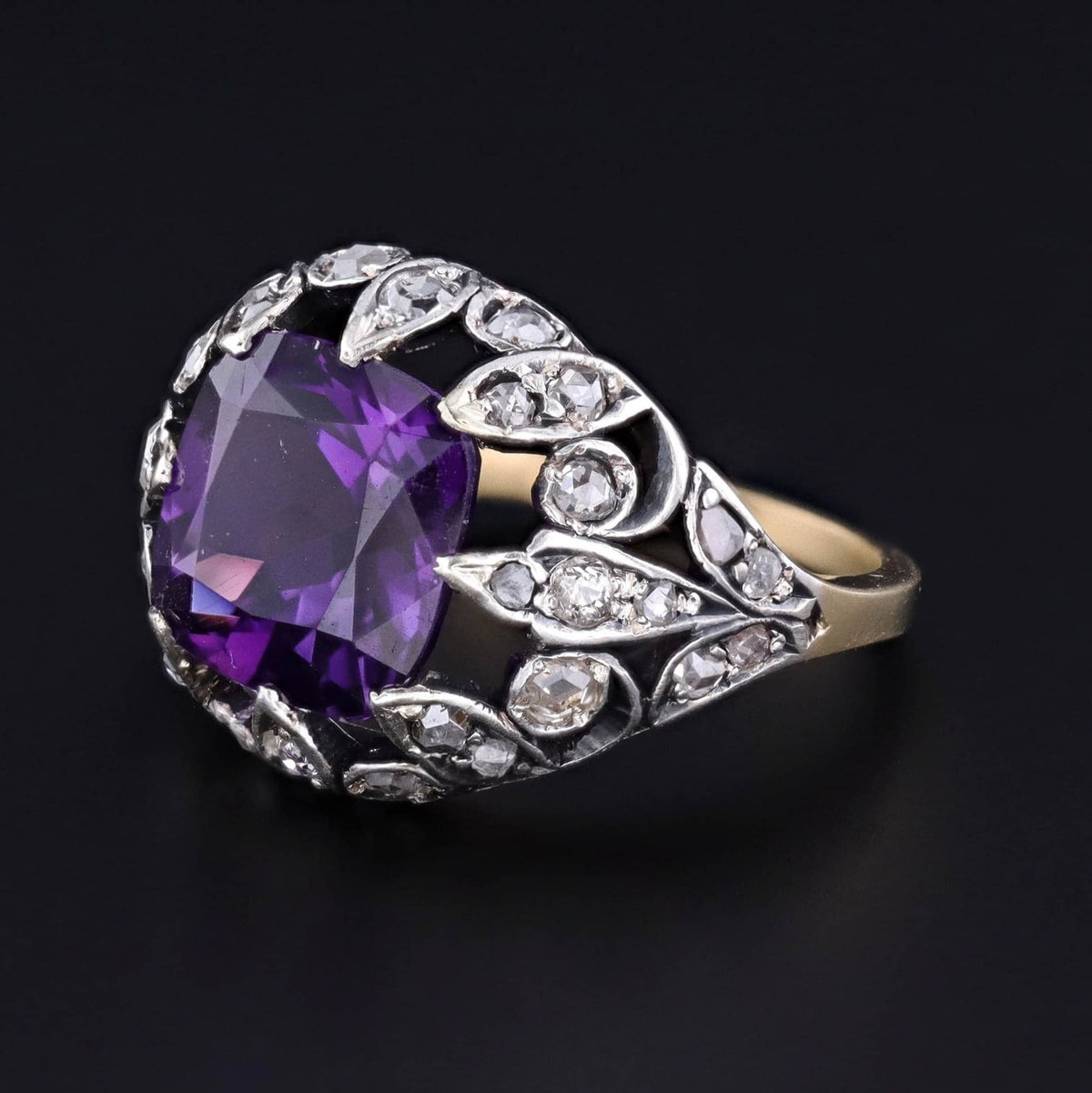 Antique Amethyst &amp; Diamond Ring - Trademark Antiques