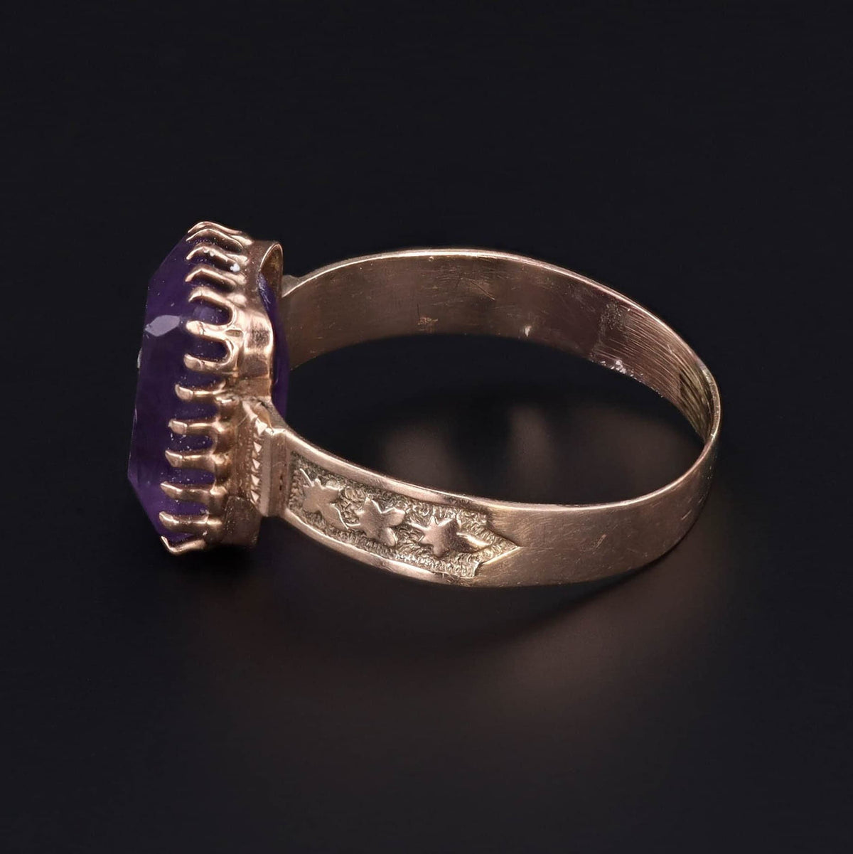 Antique Amethyst &amp; Diamond Ring | Rose of Sharon Ring - Trademark Antiques