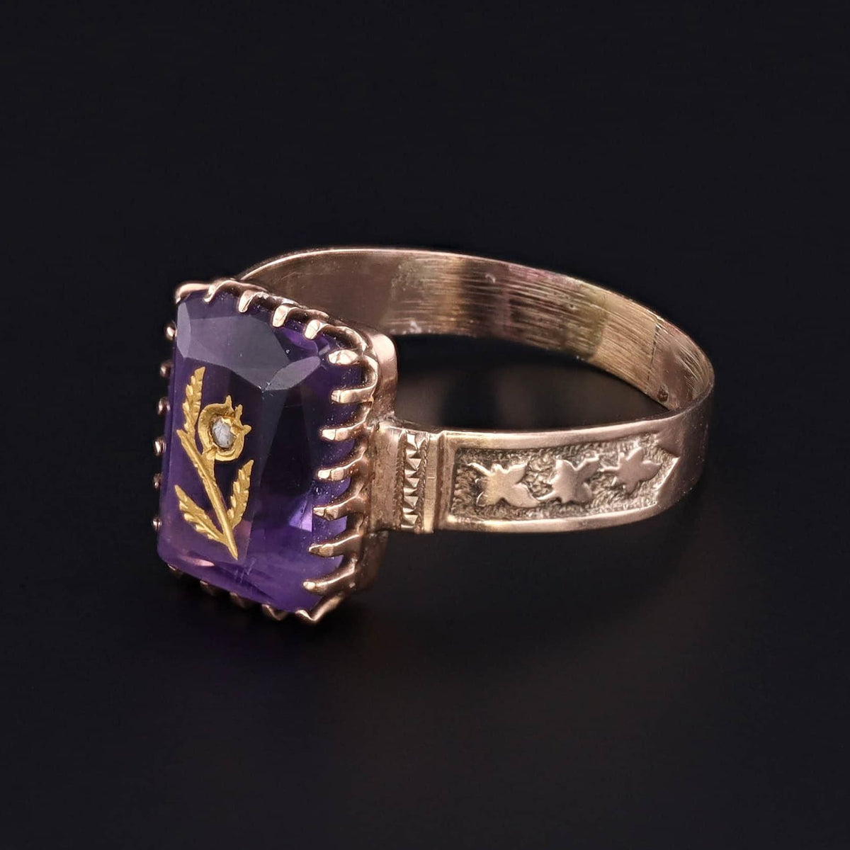 Antique Amethyst &amp; Diamond Ring | Rose of Sharon Ring - Trademark Antiques
