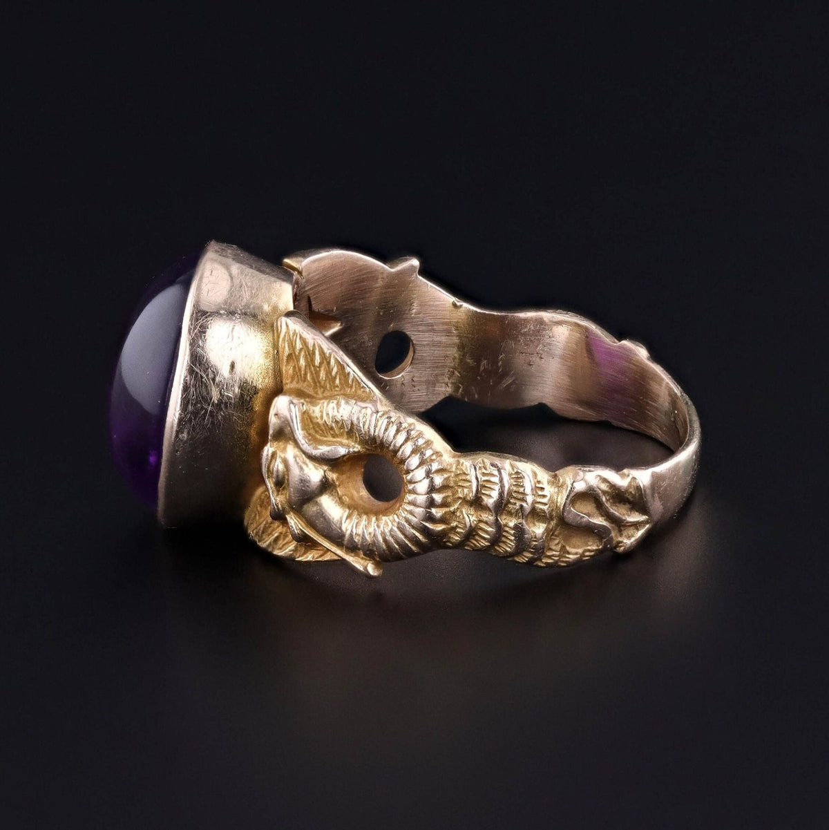Antique Amethyst Dragon Ring of 10k Gold - Trademark Antiques