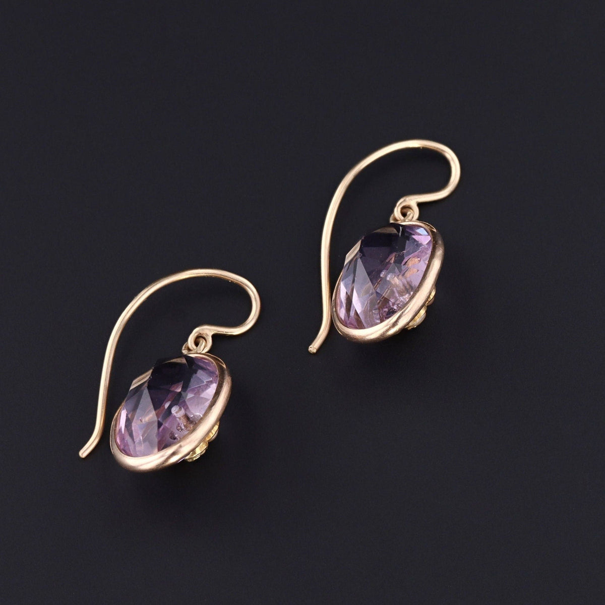 Antique Amethyst Flower Conversion Earrings of 14k Gold - Trademark Antiques