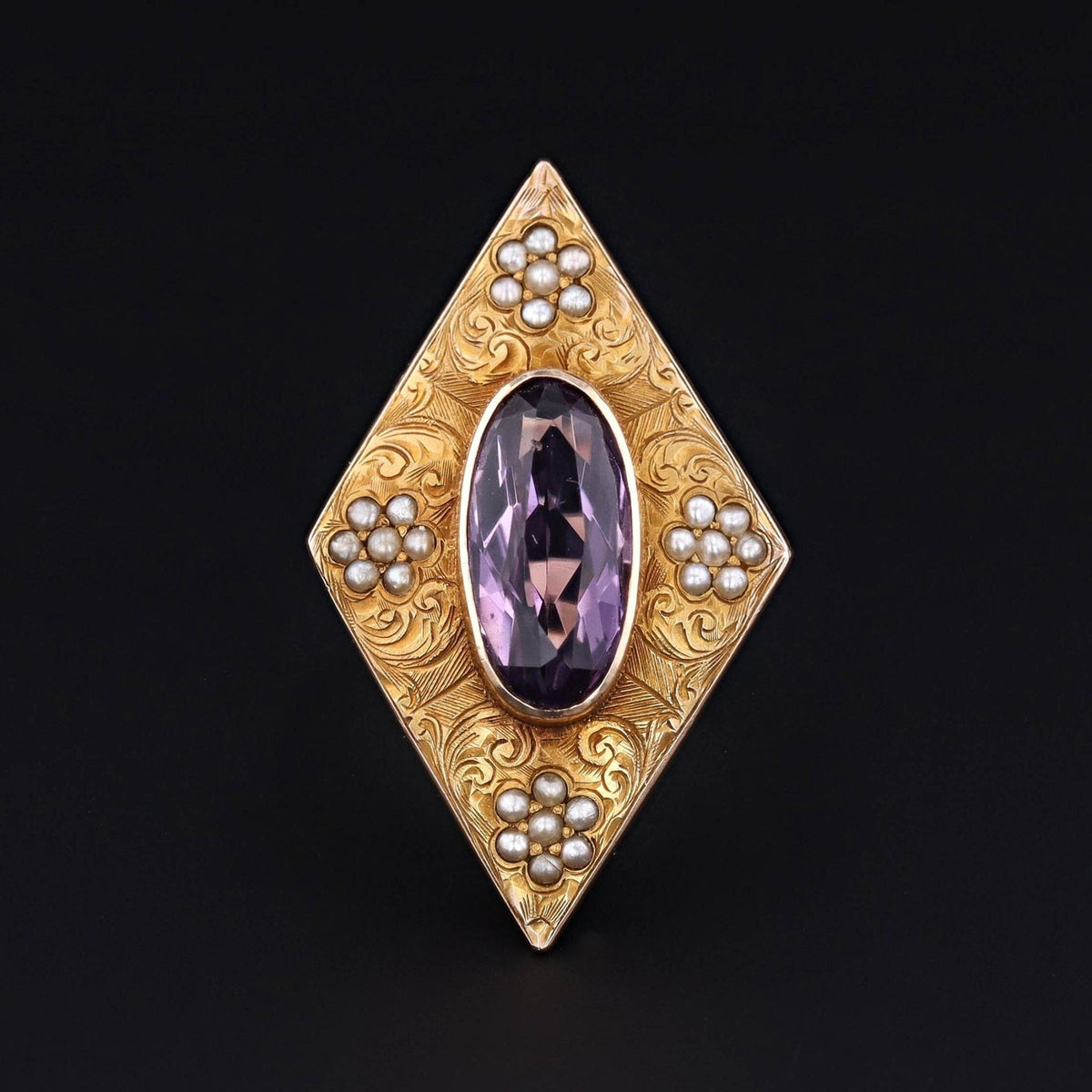 Antique Amethyst Ring | Amethyst &amp; Pearl Ring - Trademark Antiques