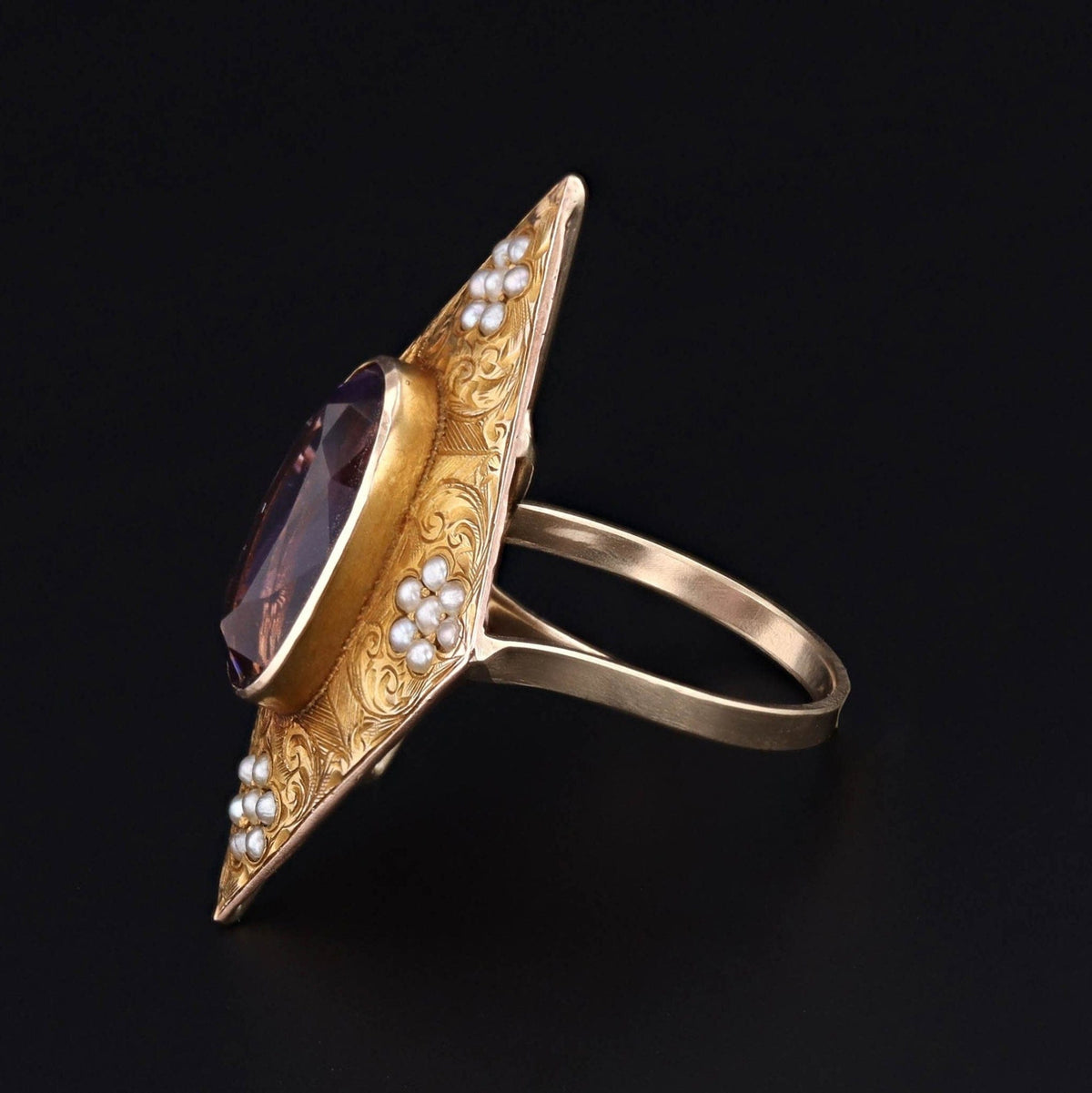 Antique Amethyst Ring | Amethyst &amp; Pearl Ring - Trademark Antiques