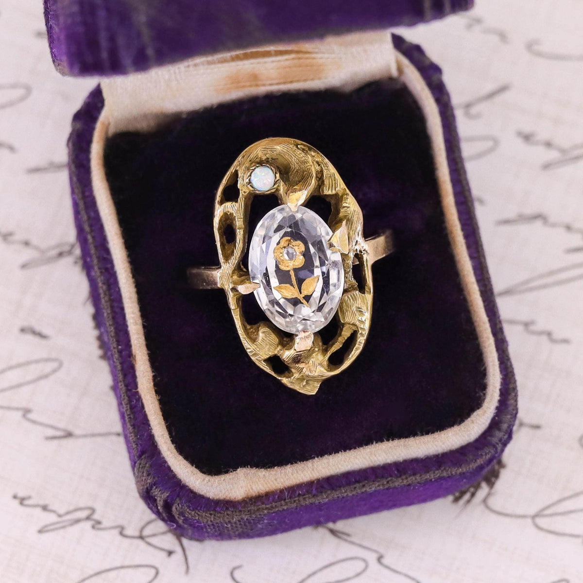Antique Amethyst Rose of Sharon Ring of 10k Gold - Trademark Antiques