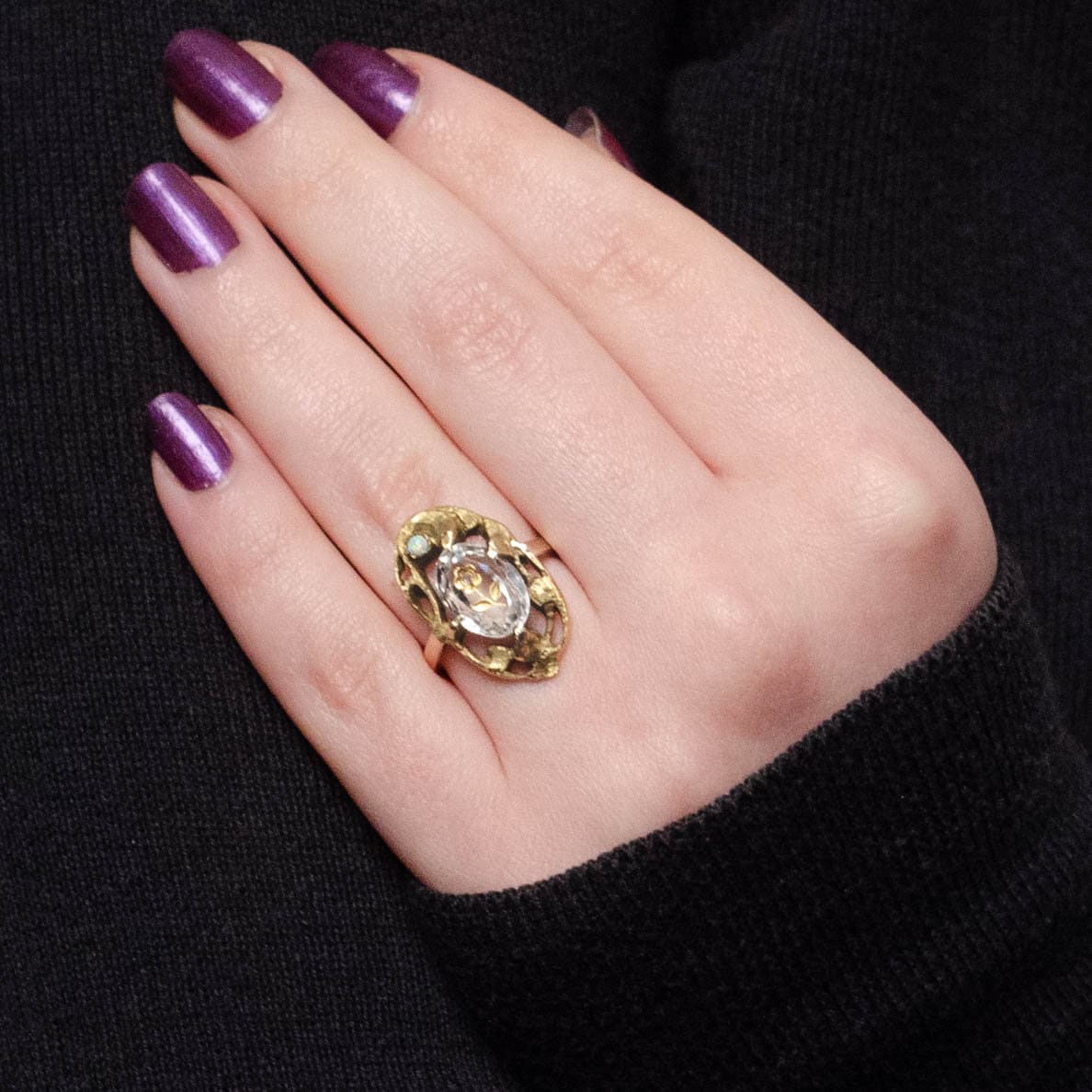 Antique Amethyst Rose of Sharon Ring of 10k Gold - Trademark Antiques