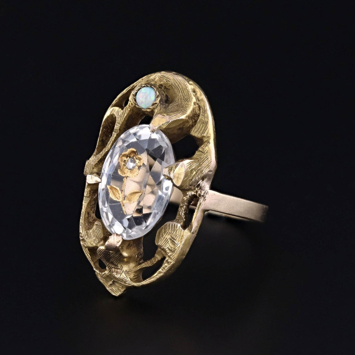 Antique Amethyst Rose of Sharon Ring of 10k Gold - Trademark Antiques