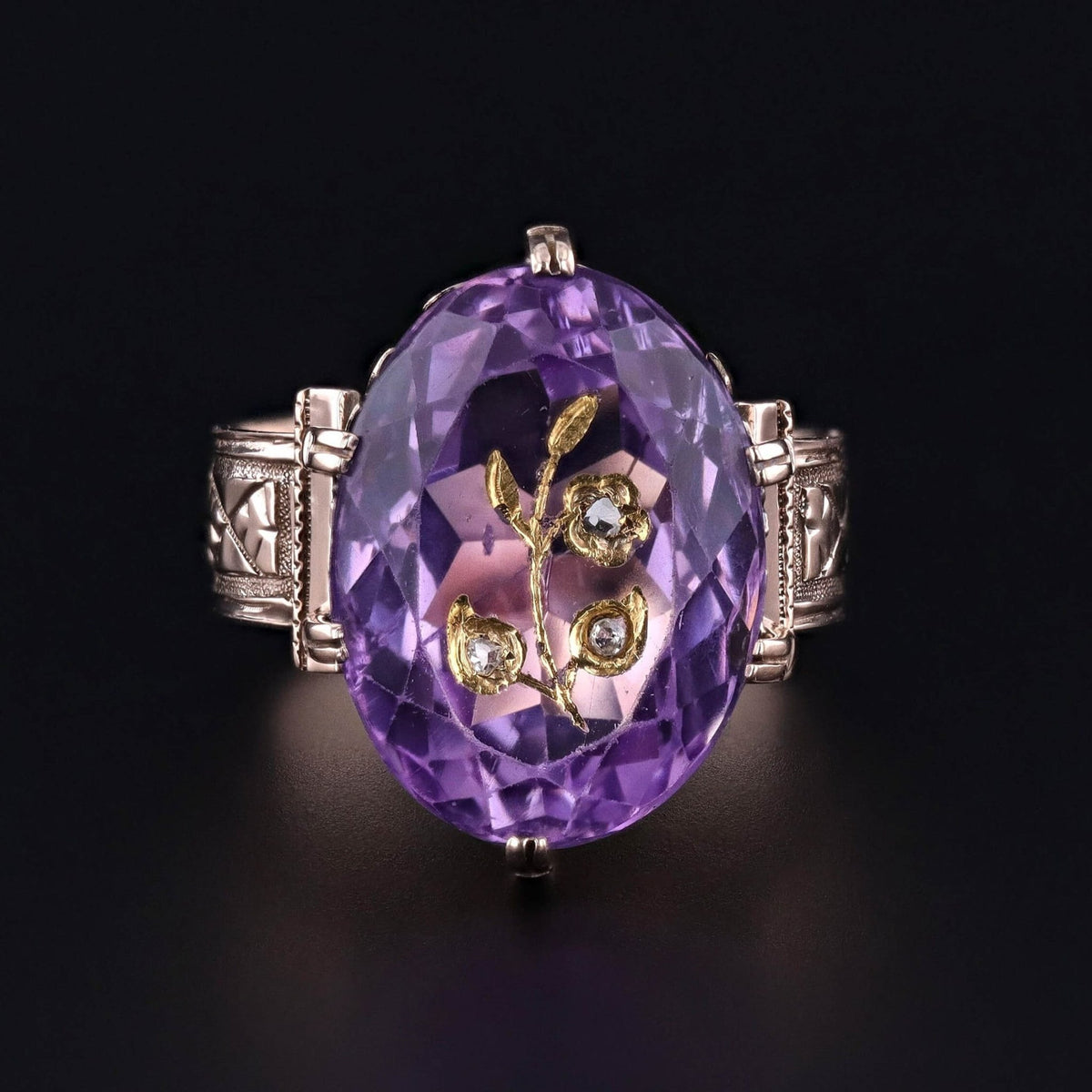 Antique Amethyst Rose of Sharon Ring of 9ct Gold - Trademark Antiques
