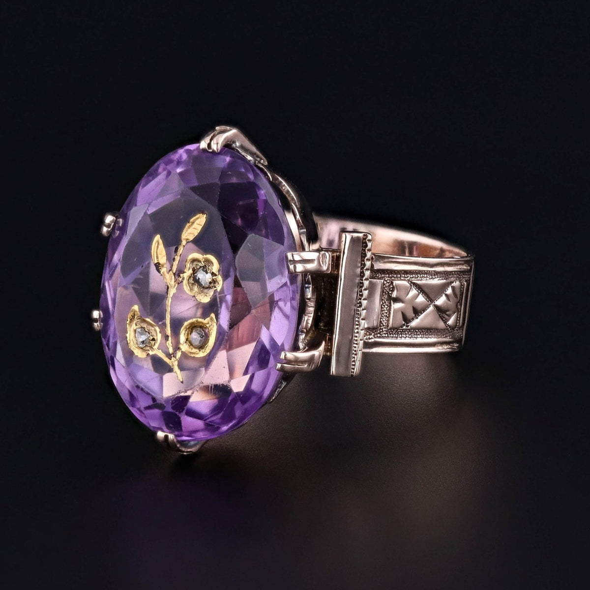 Antique Amethyst Rose of Sharon Ring of 9ct Gold - Trademark Antiques