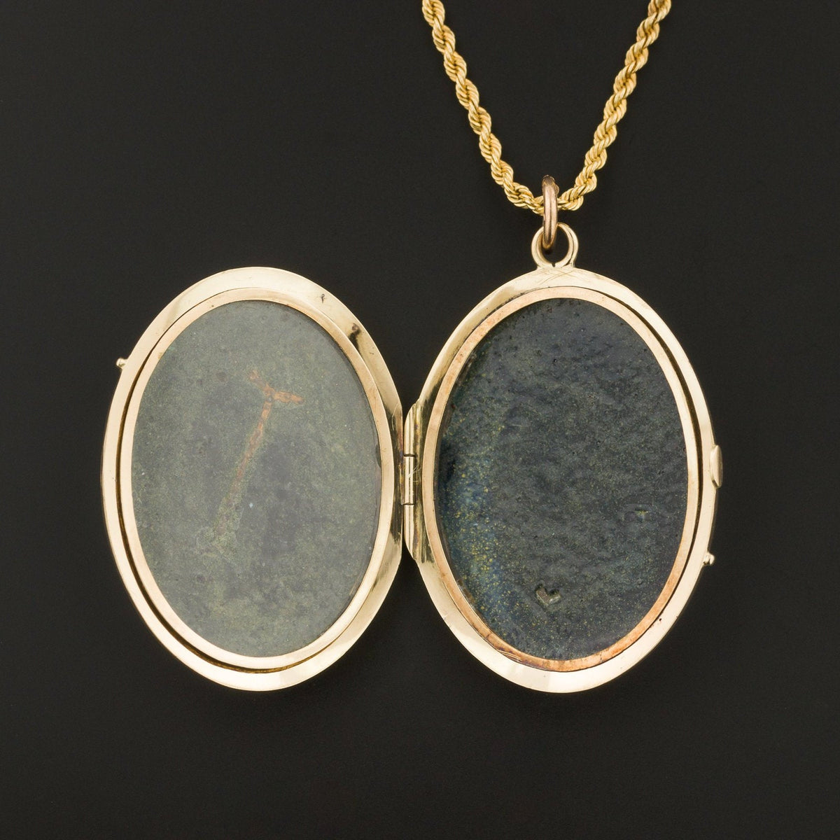 Antique Anchor Locket | Antique Black Enamel Locket - Trademark Antiques