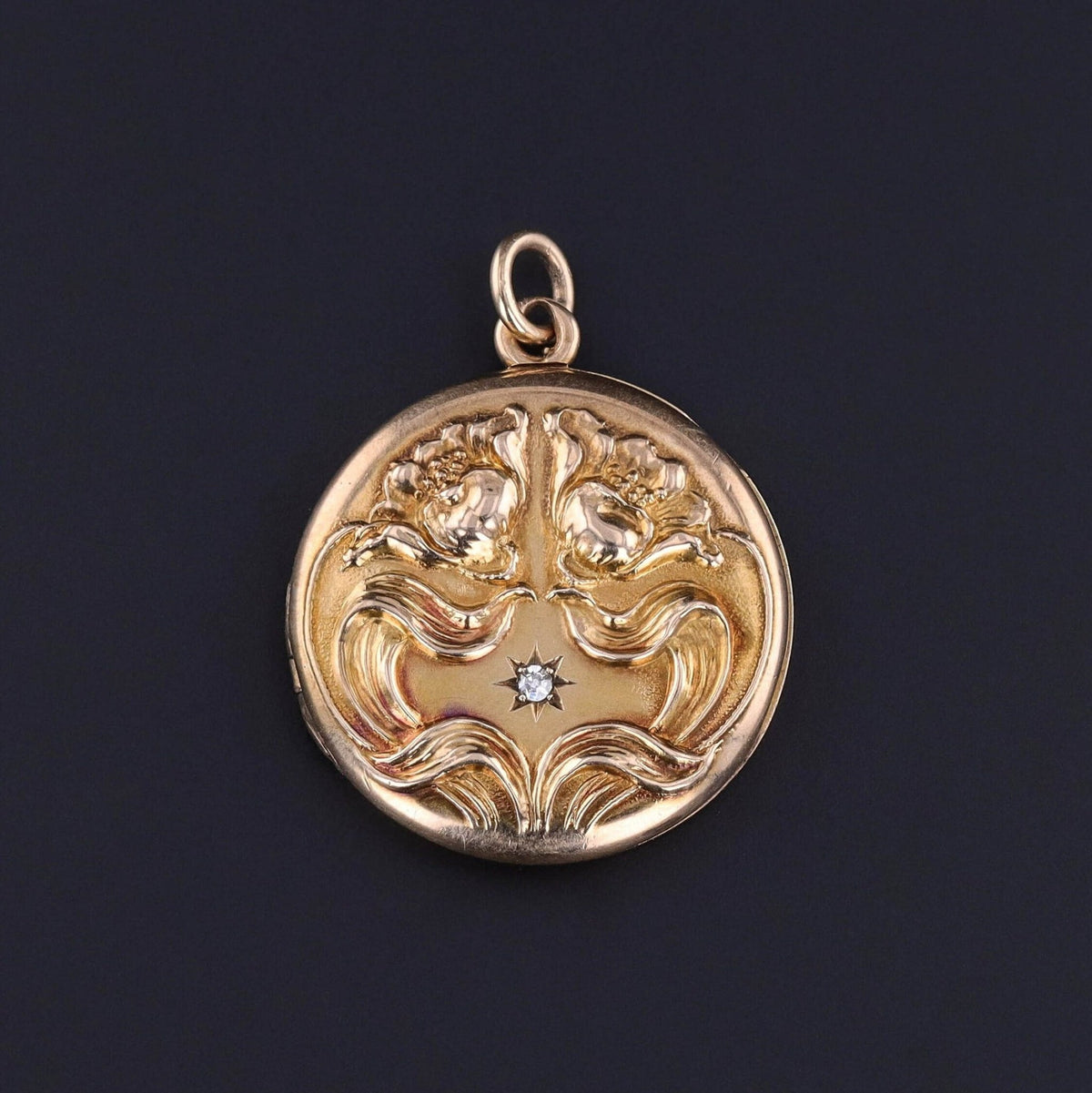 Antique Art Nouveau Floral Locket of 9ct Gold - Trademark Antiques