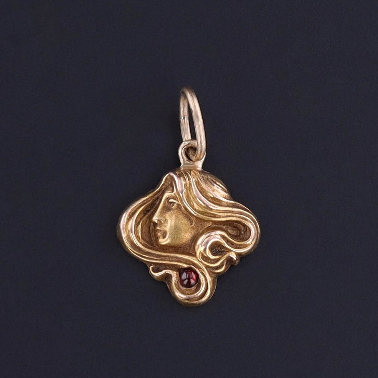 Antique Art Nouveau Woman Charm of 14k Gold - Trademark Antiques