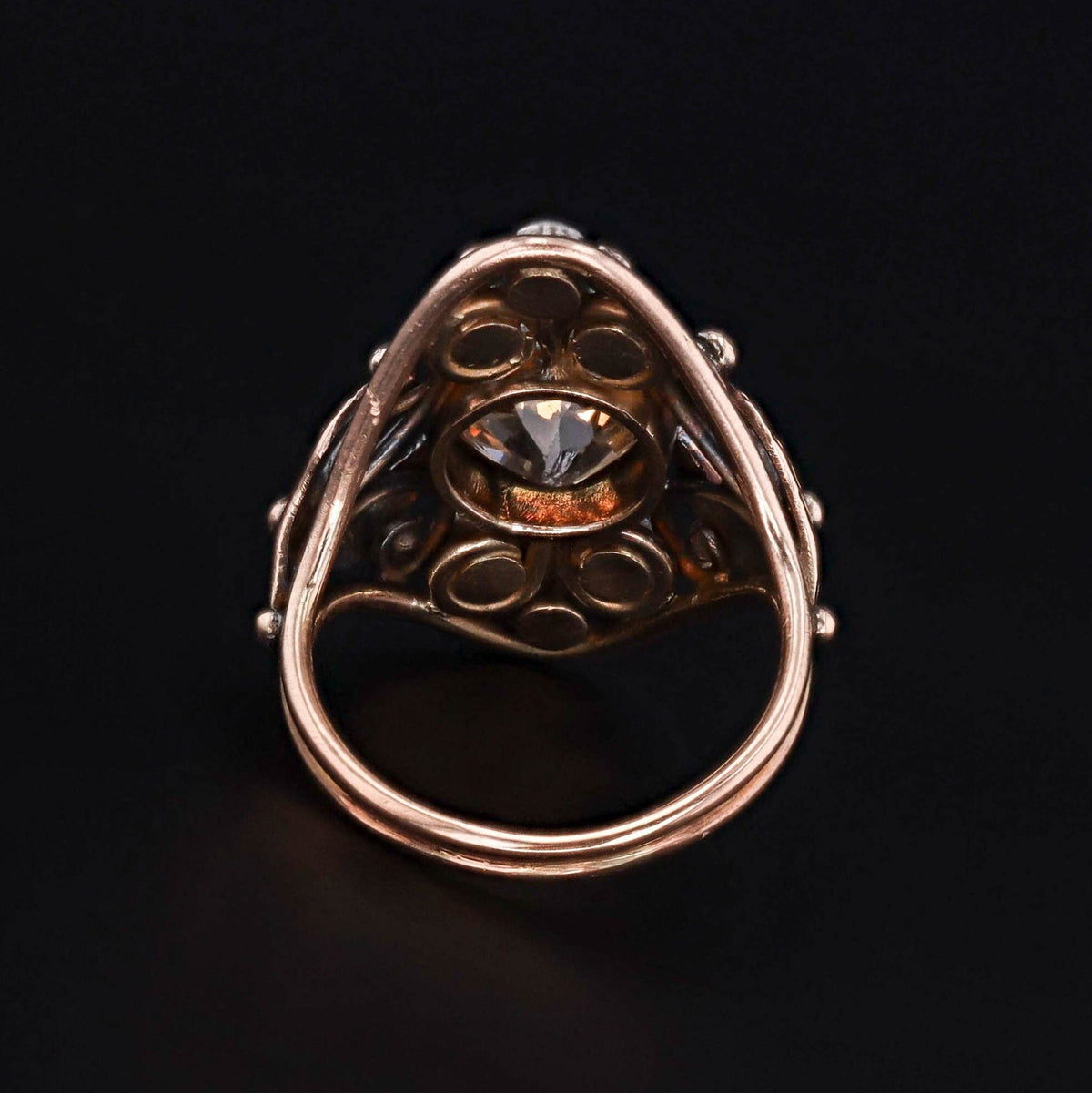 Antique Arts &amp; Crafts Yellow Zircon and Diamond Ring - Trademark Antiques