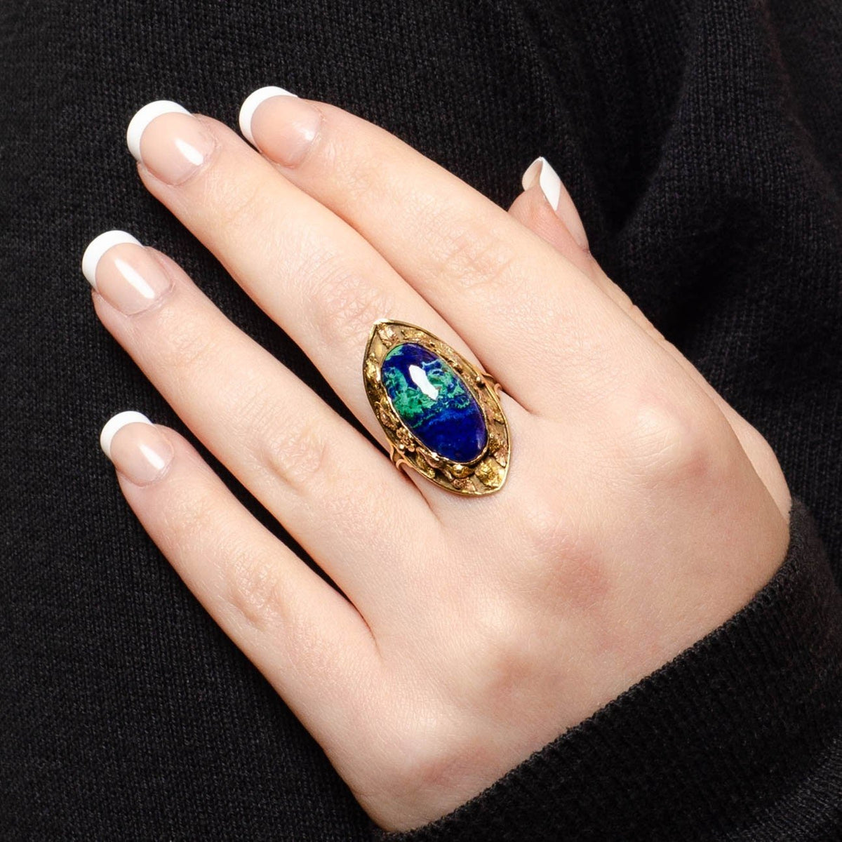 Antique Azurite Malachite Ring of 14k Gold - Trademark Antiques