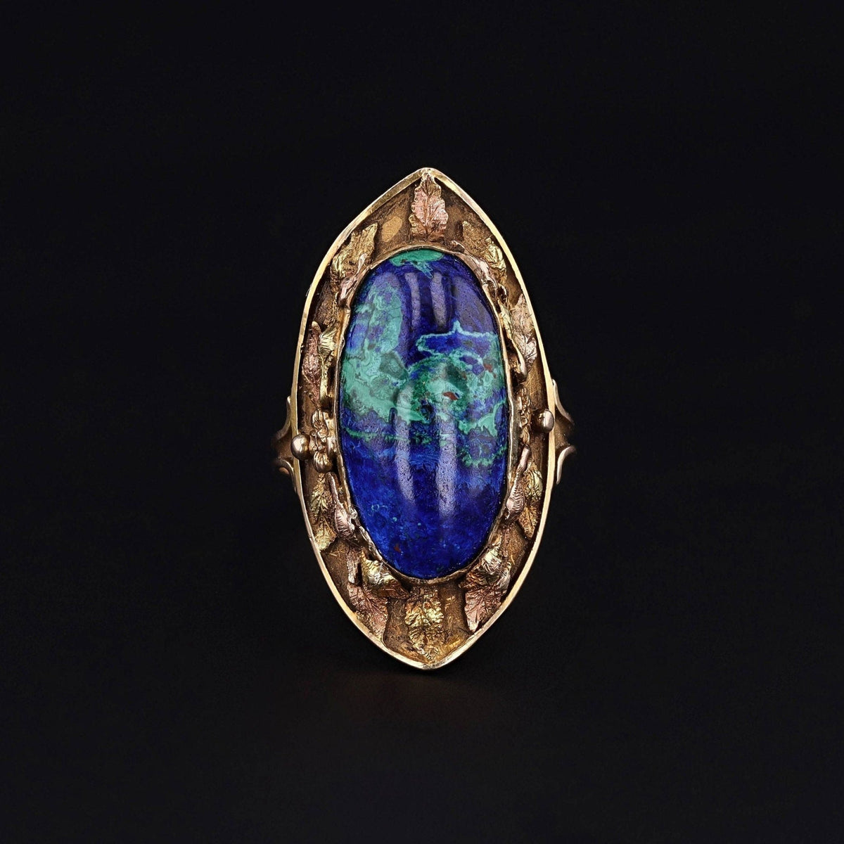 Antique Azurite Malachite Ring of 14k Gold - Trademark Antiques