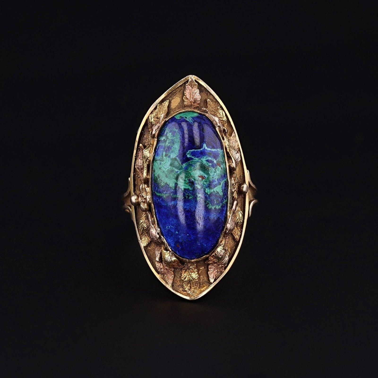 Antique Azurite Malachite Ring of 14k Gold - Trademark Antiques