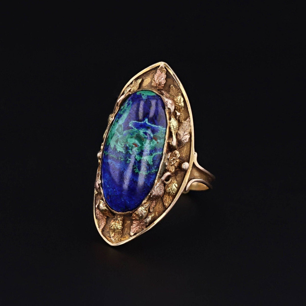Antique Azurite Malachite Ring of 14k Gold - Trademark Antiques