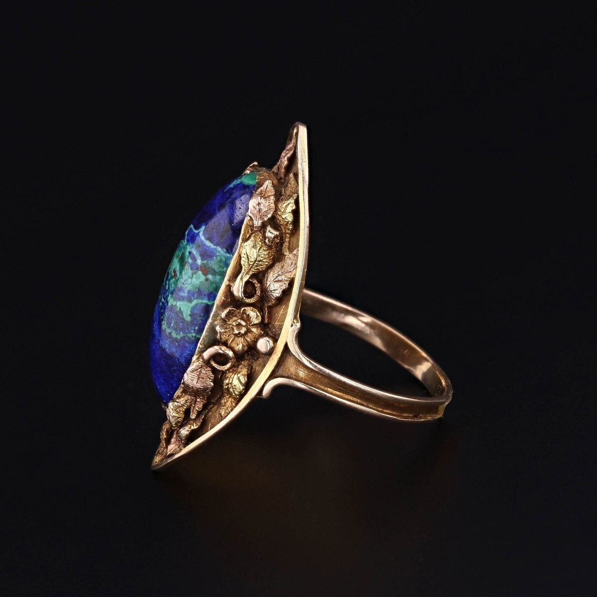 Antique Azurite Malachite Ring of 14k Gold - Trademark Antiques