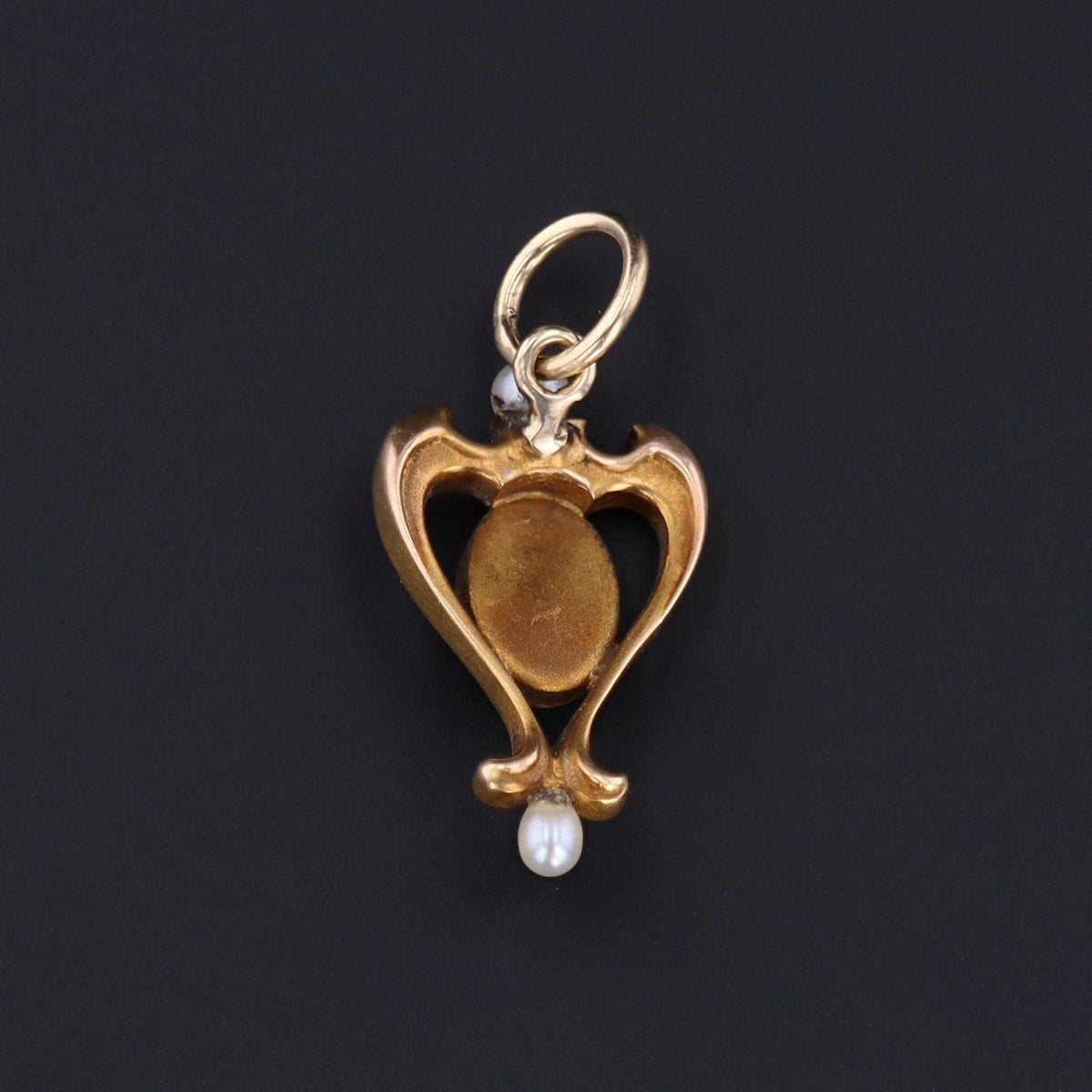 Antique Azurite Malachite with Pearl Conversion Charm of 14k Gold - Trademark Antiques