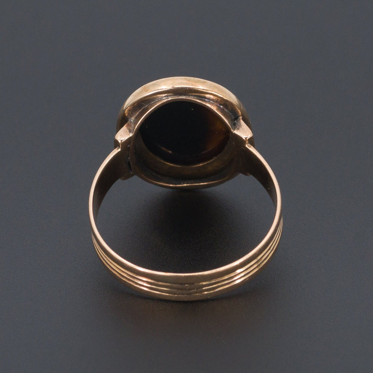 Antique Banded Agate Ring | Carved Banded Agate Ring - Trademark Antiques