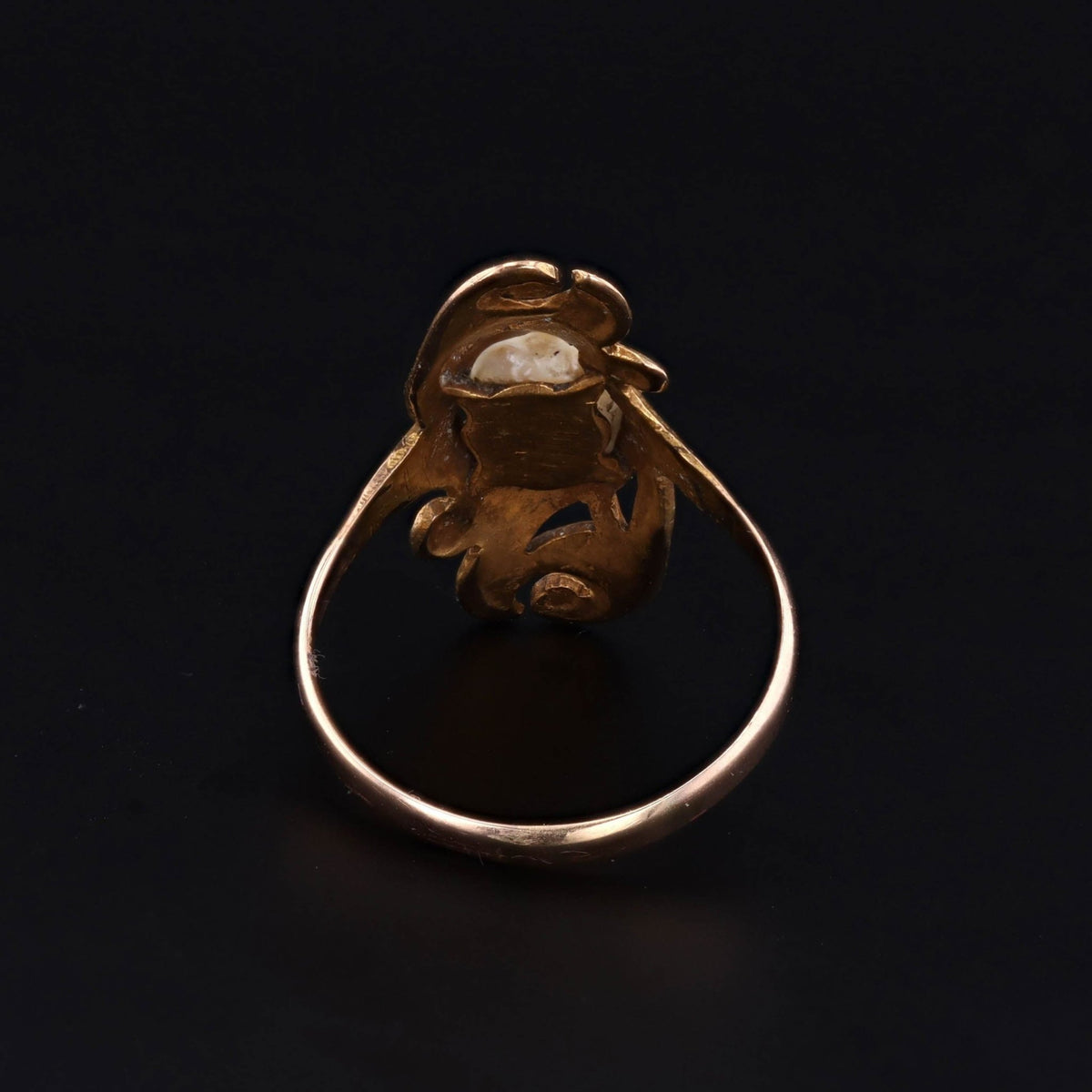 Antique Baroque Pearl Ring of 10k Gold - Trademark Antiques