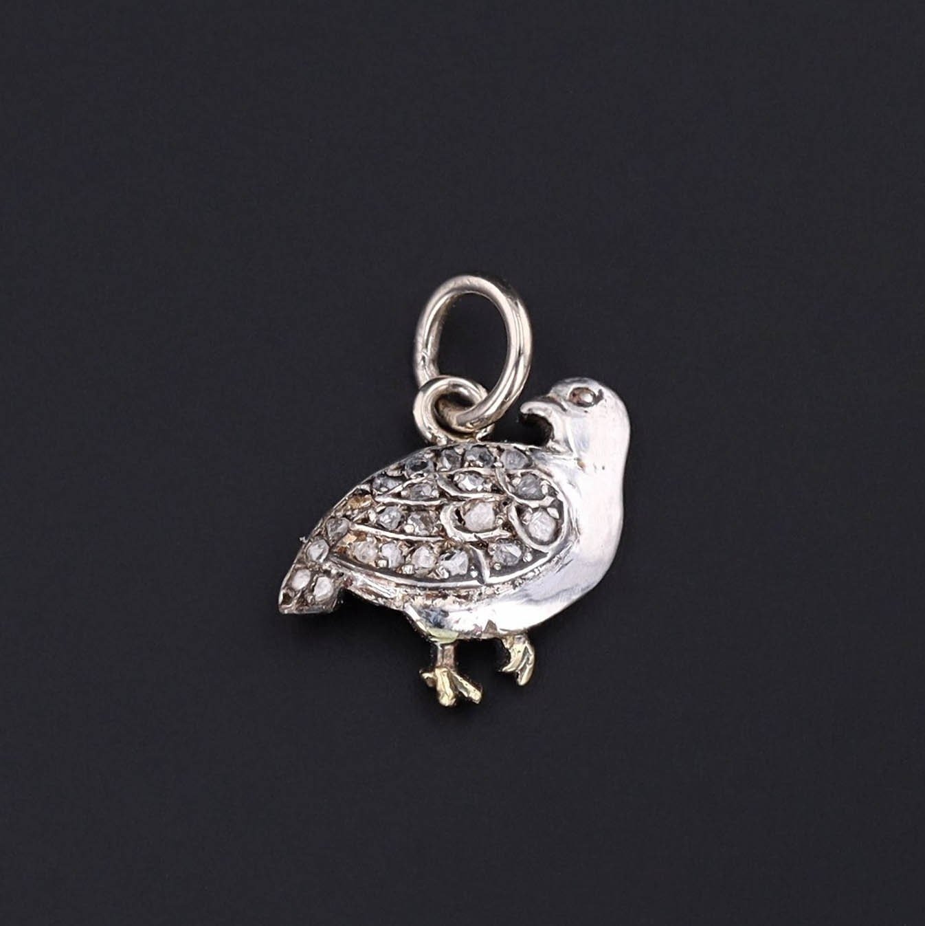 Antique Bird Charm of Silver Topped Gold - Trademark Antiques