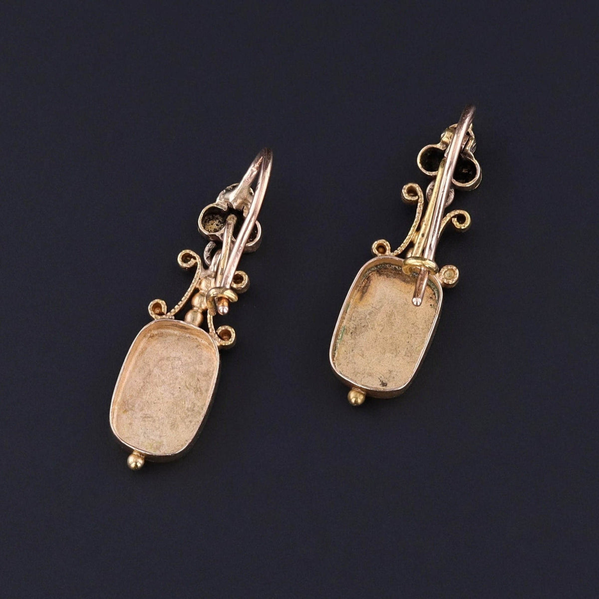 Antique Bird Earrings of 14k Rose and 18k Yellow Gold - Trademark Antiques