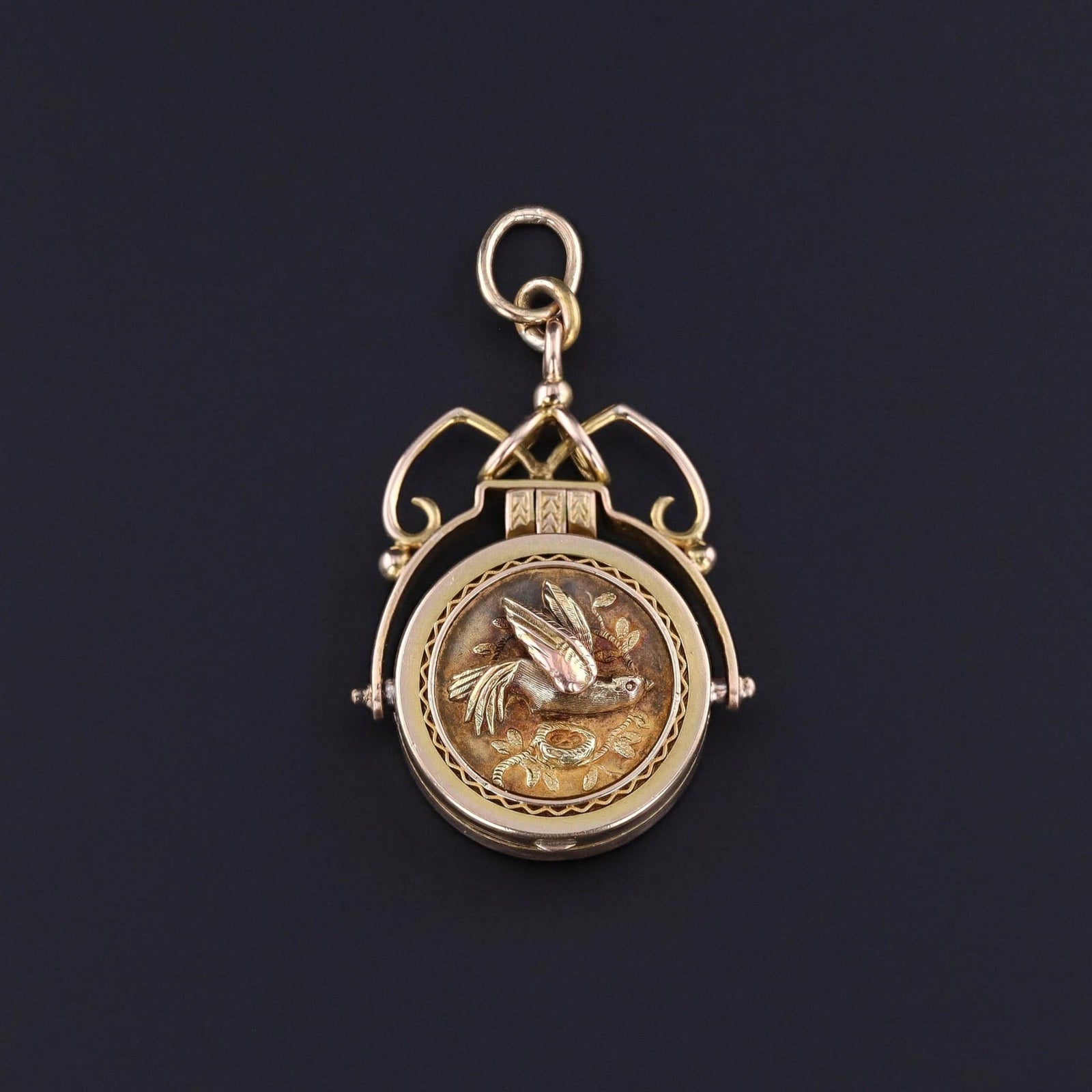 Antique Bird Locket of 14k Gold - Trademark Antiques