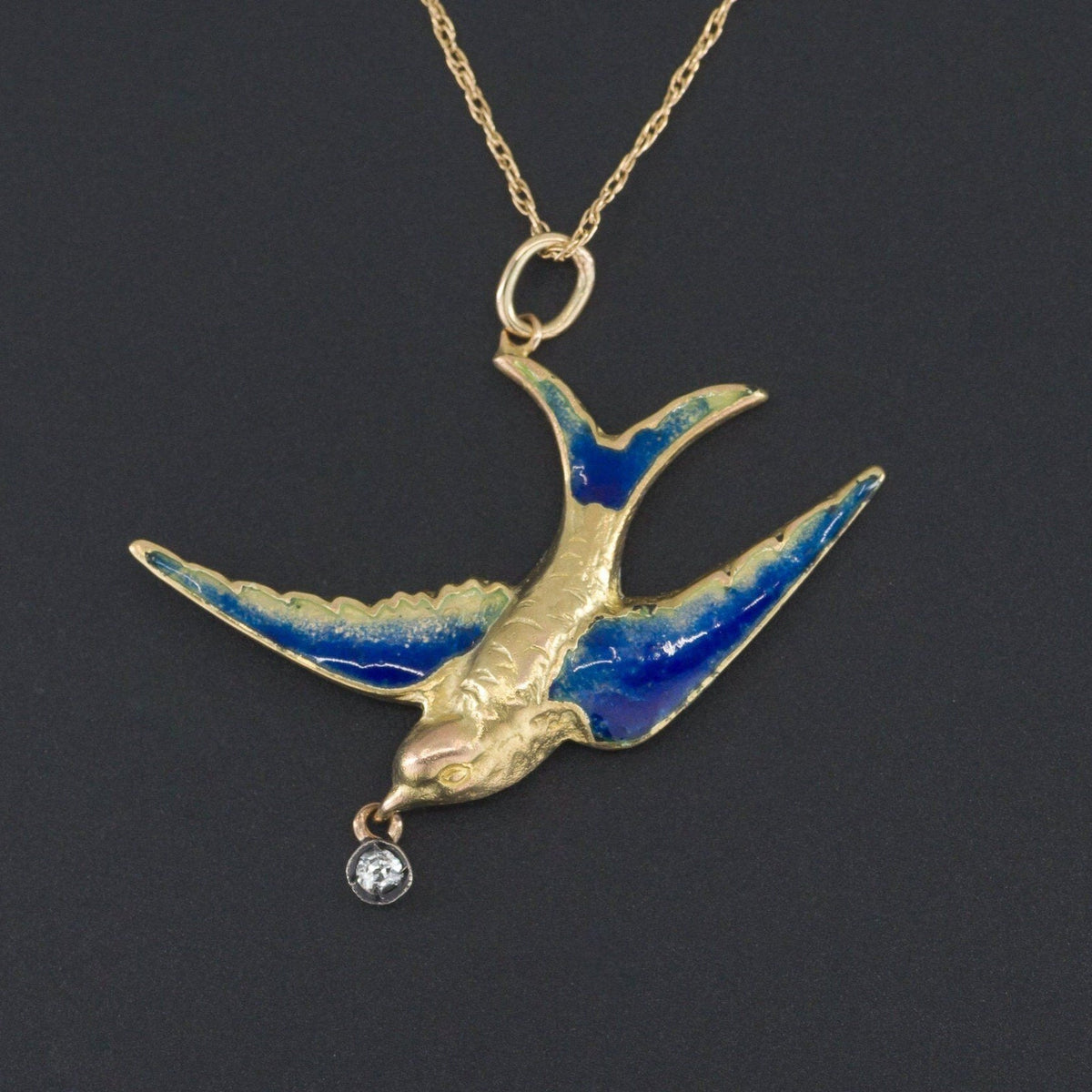 Antique Bird Pendant | Enamel Bird Pendant - Trademark Antiques