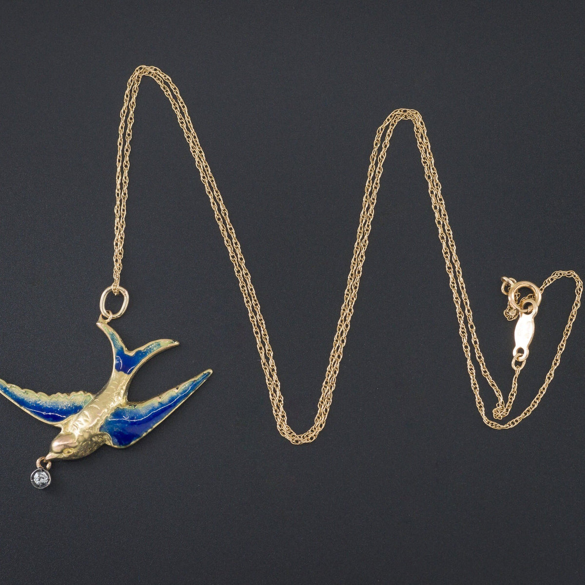 Antique Bird Pendant | Enamel Bird Pendant - Trademark Antiques