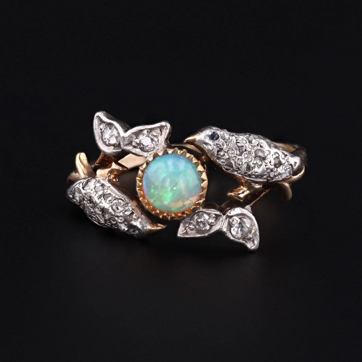 Antique Bird Ring | Opal &amp; Diamond Bird Ring - Trademark Antiques