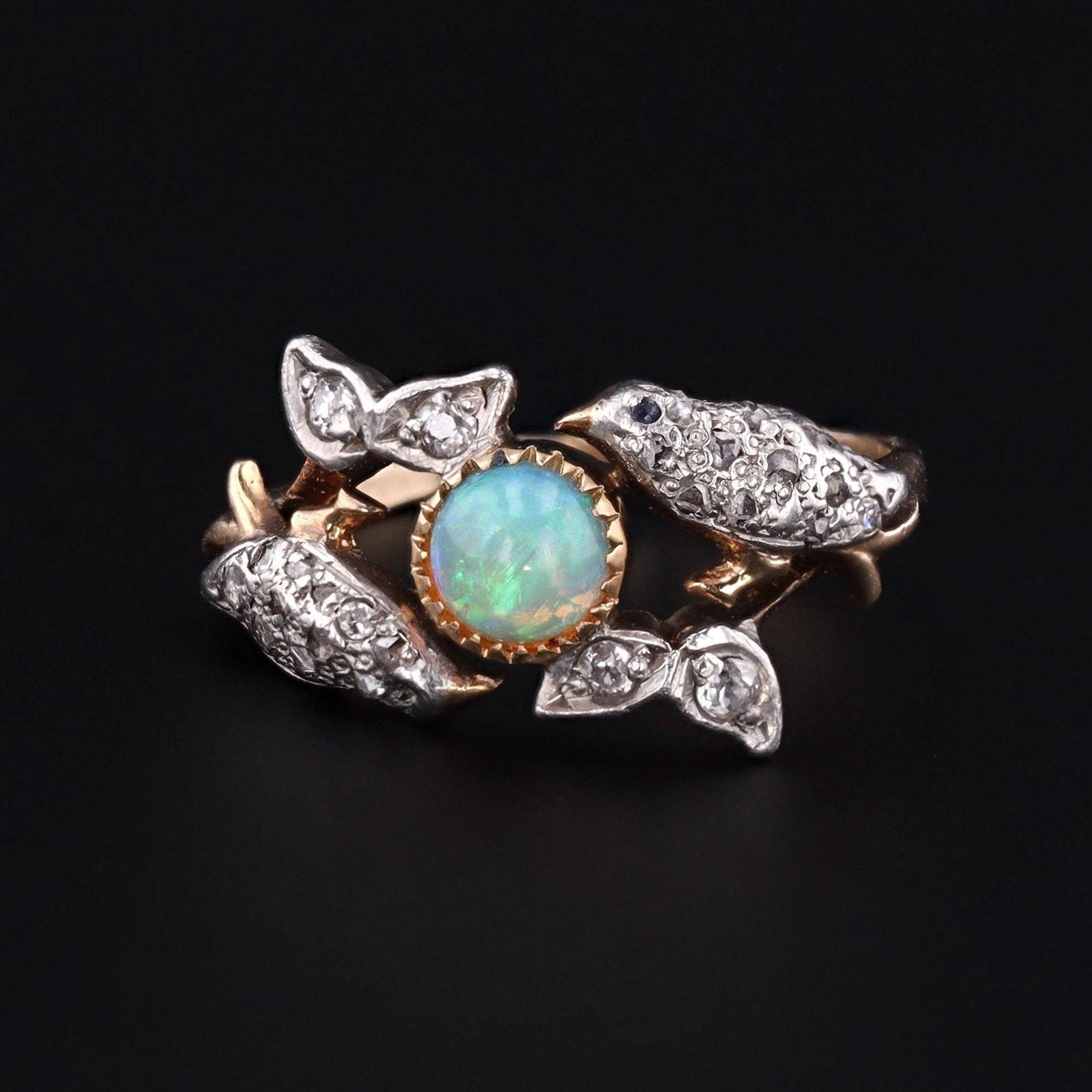Antique Bird Ring | Opal & Diamond Bird Ring - Trademark Antiques