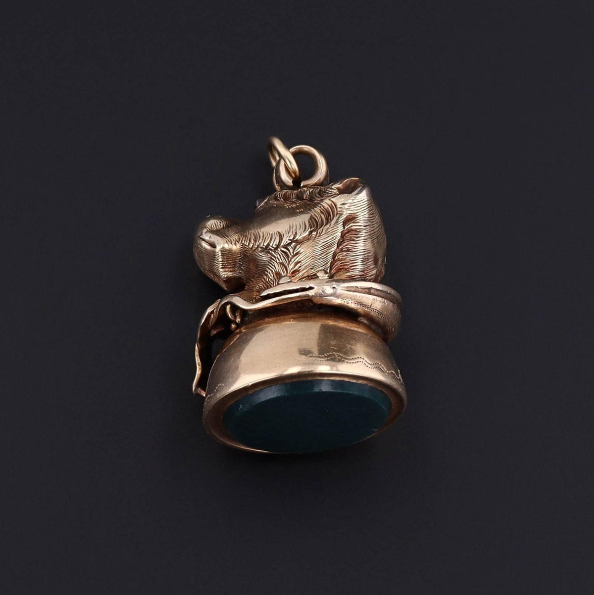 Antique Bloodstone Dog Fob of 9ct Gold - Trademark Antiques
