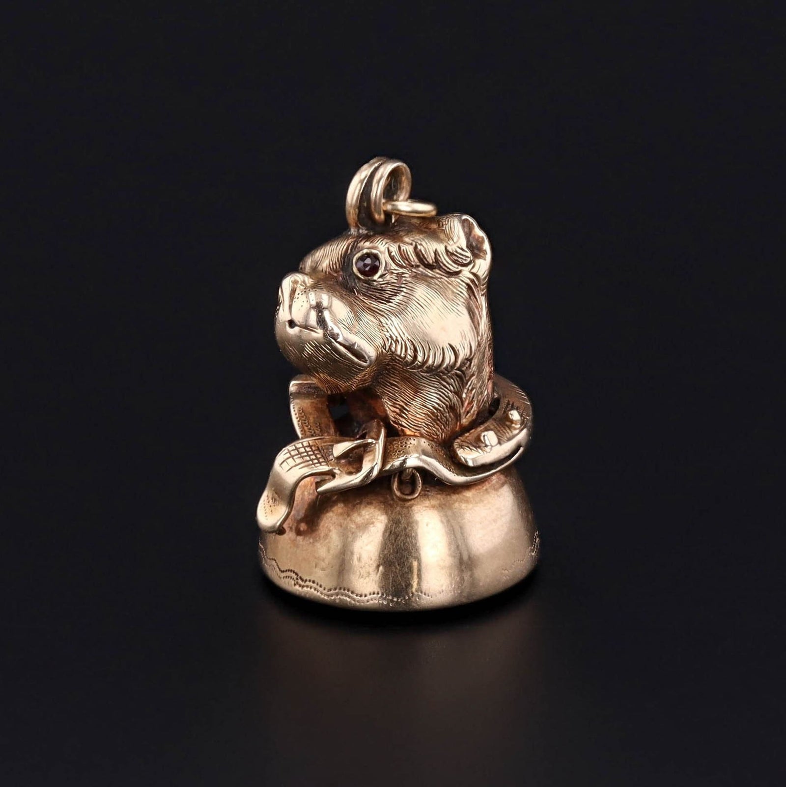 Antique Bloodstone Dog Fob of 9ct Gold - Trademark Antiques