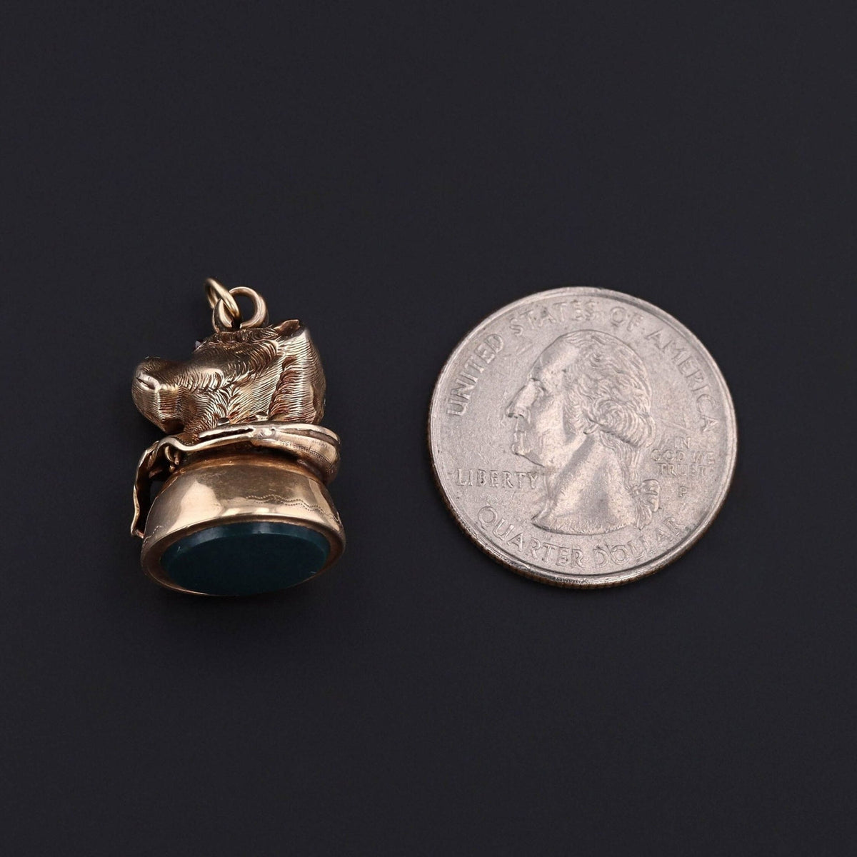 Antique Bloodstone Dog Fob of 9ct Gold - Trademark Antiques