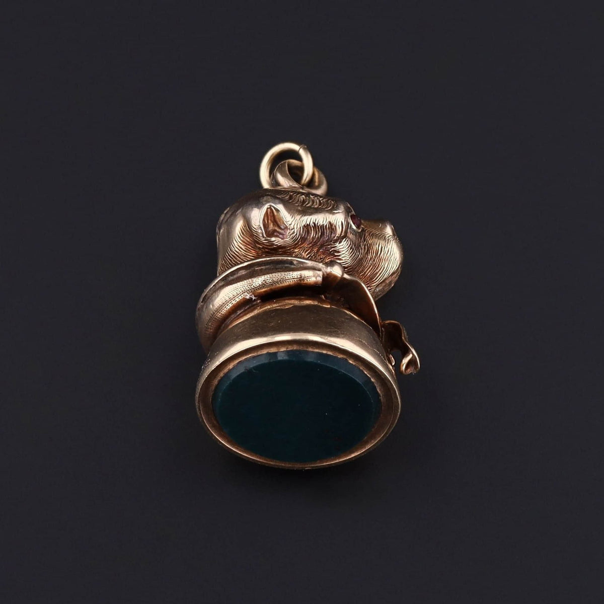 Antique Bloodstone Dog Fob of 9ct Gold - Trademark Antiques