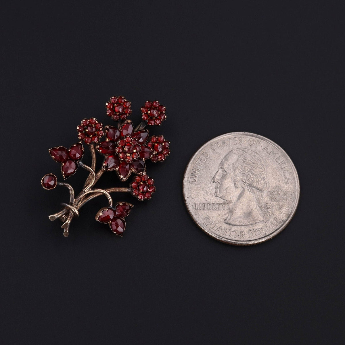 Antique Bohemian Garnet Flower Brooch - Trademark Antiques