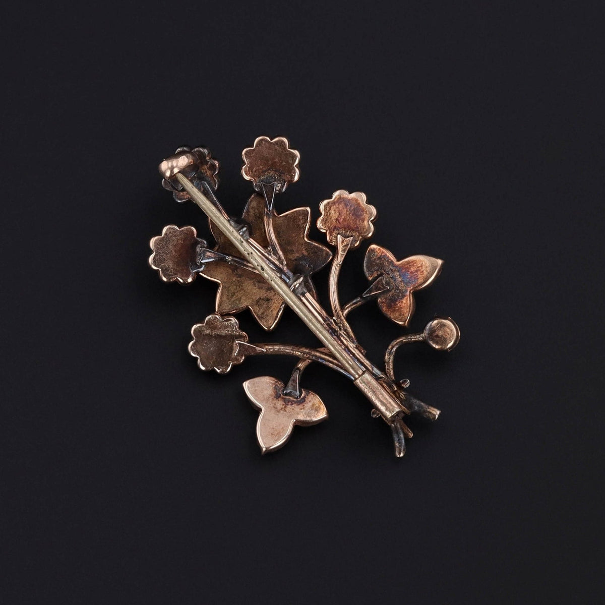 Antique Bohemian Garnet Flower Brooch - Trademark Antiques