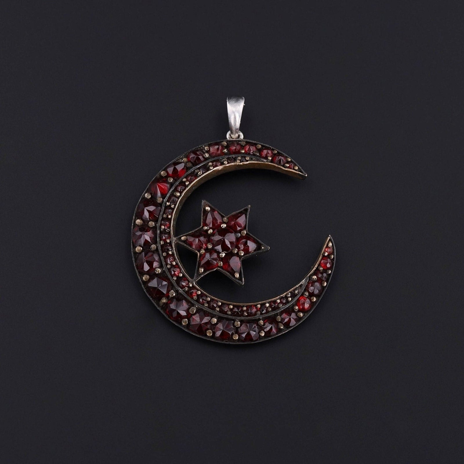 Antique Bohemian Garnet Pin Conversion Pendant - Trademark Antiques