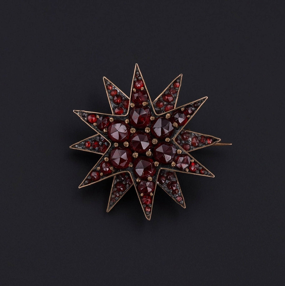 Antique Bohemian Garnet Star Brooch - Trademark Antiques
